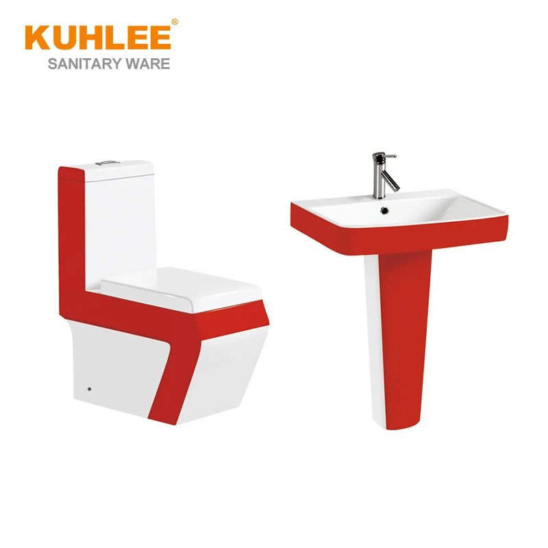 Bathroom Ceramic Washdown Green Black Red Color One Piece WC p trap s trap Toilets Bowl