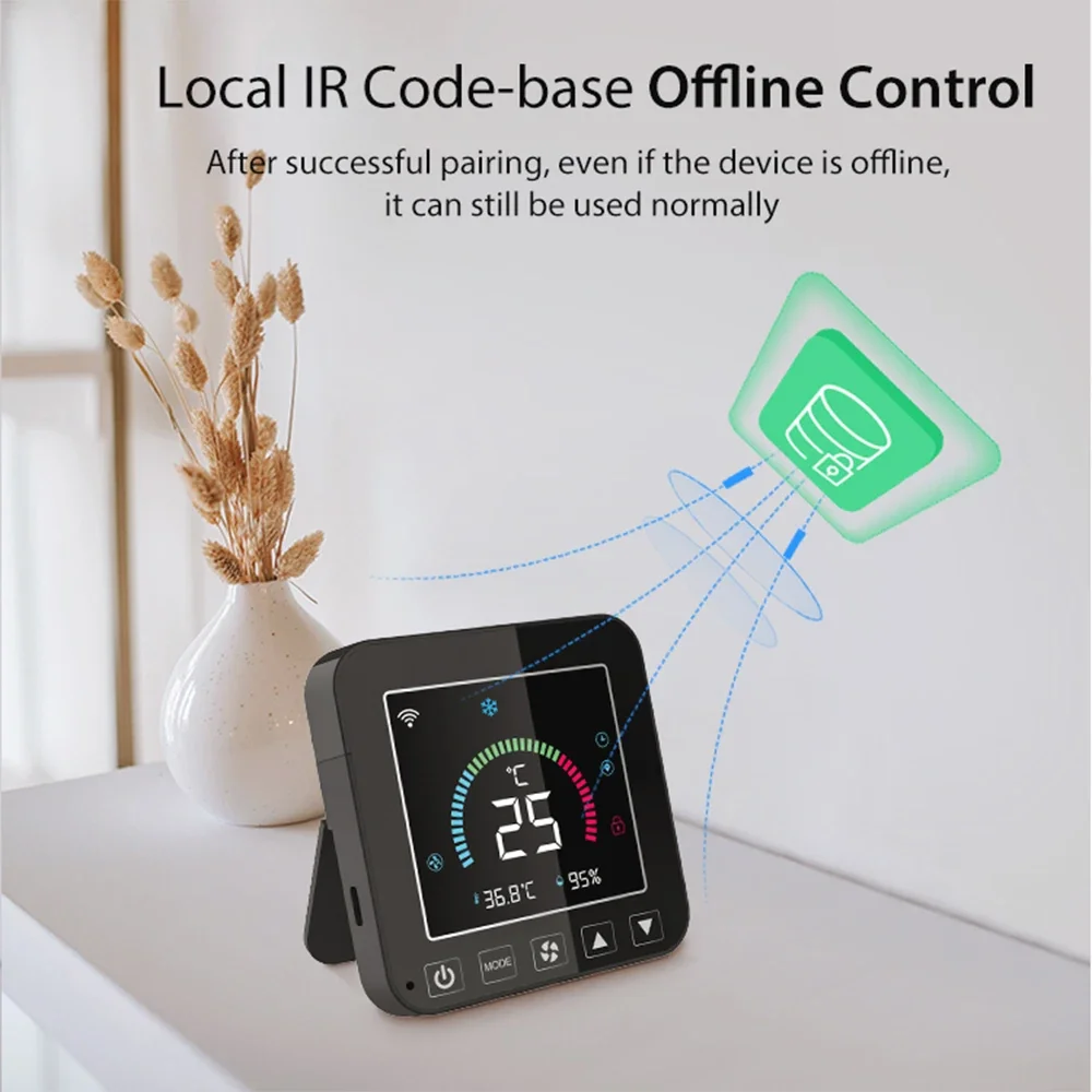 Tuya Smart Remote Control for AC Universal LCD Color Backlight Screen Thermostat with Temperature & Humidity Display