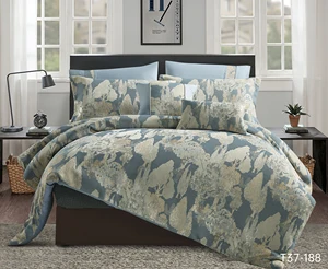 KOSMOS Bedding Polyester Woven Plant Quilting 8 Pcs Jacquard Comforter Set