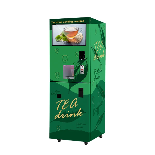 Máquina de venda automática de chá com copo automático inteligente pré-mistura comercial SDK caixa de aço carbono com vidro temperado