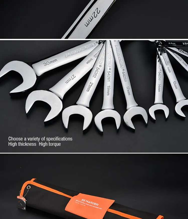 Hand tools chrome vanadium 12pcs double open-end ratchet spanner set