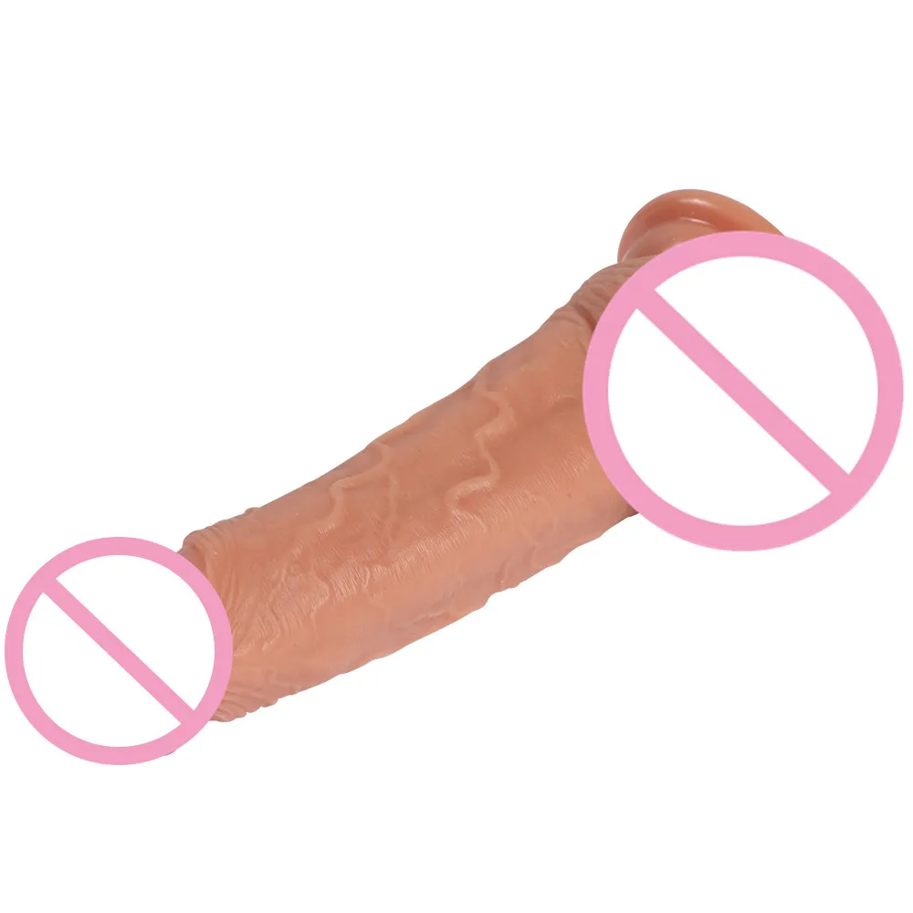 XISE 20cm Dual Layer Silicone Dildo Real Cock Big Penis Adult Sex Toy Wholesale Rubber Dong for Women Gay Men