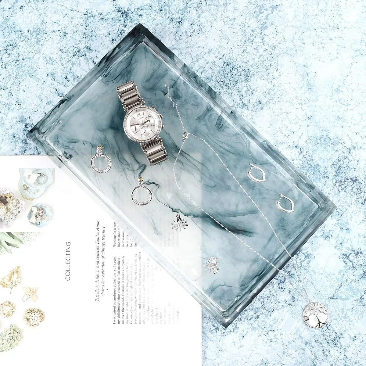 Badezimmer Lagerung Harz Schmuck Tablett Home Tabletop Organizer