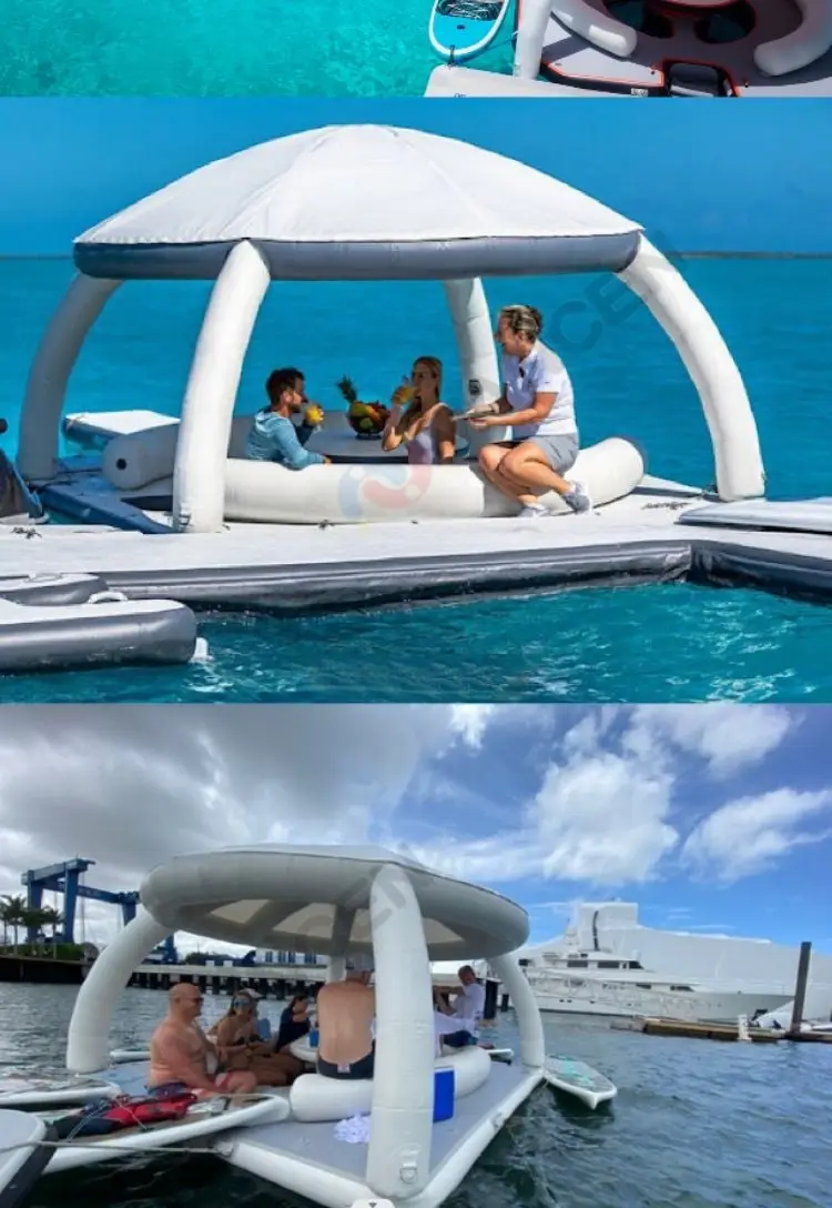 Inflatable Floating Platform Boats Luxury Yacht Slide Pool Air Docks In ...
