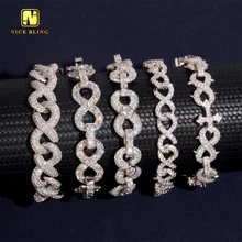 5Options 10mm 13mm Hip Hop Jewelry Iced Out Diamond Custom 925 Silver VVS Moissanite Infinity Cuban Link Chain Bracelet Necklace