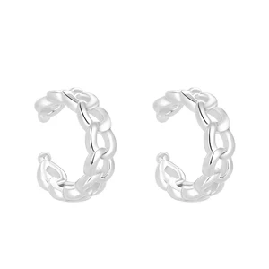 925 Sterling Silver Women Jewelry Ear Cuff Plain Rope Earrings
