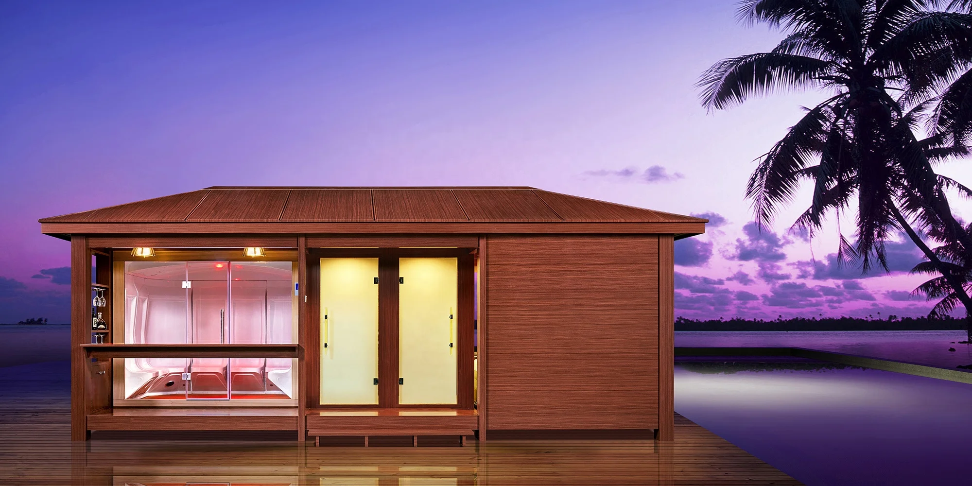 MEXDA Wooden Frame Plastic Outdoor Gazebo Pavilion Hot Tub Shower Room 8 Person Wet Steam Room WS-LT13