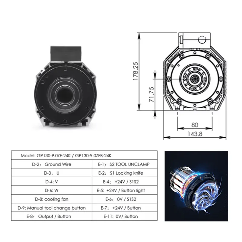 CNC LY High Speed 9.0Kw Automatic Tool Change Air Cooled ATC