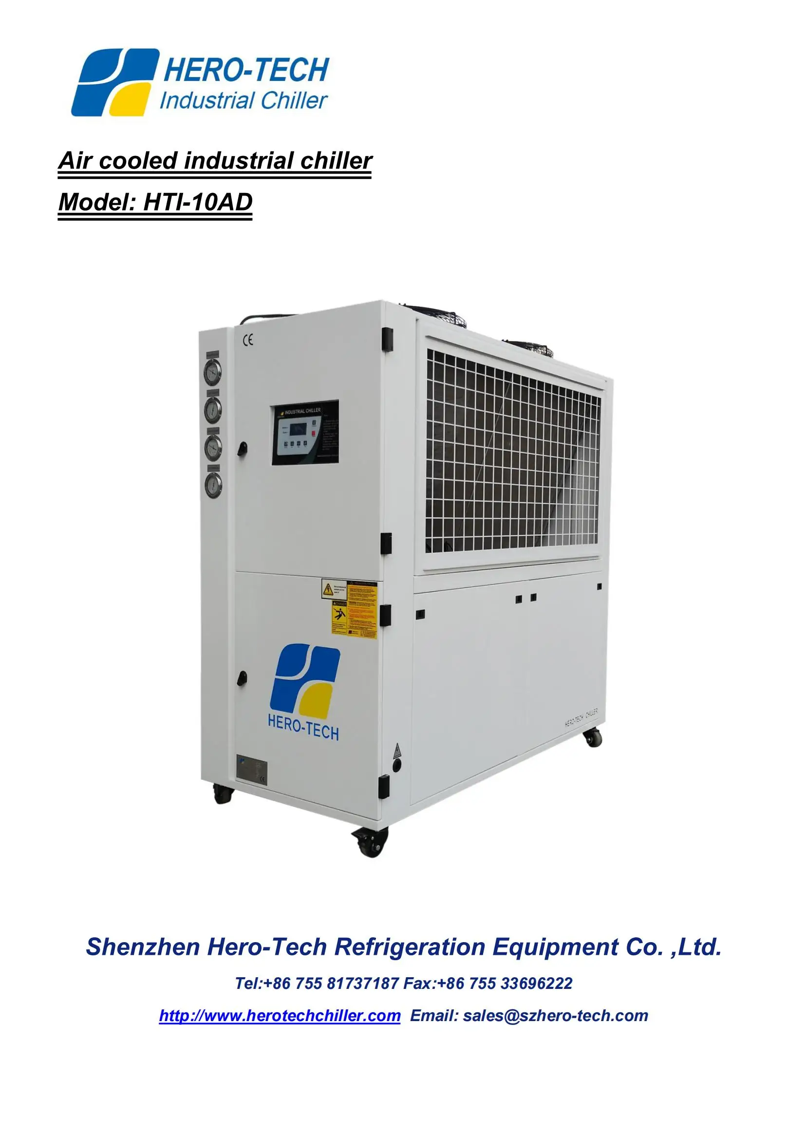 Hero Tech Air Cooled Water Chiller Water Chiller For 45 Ethylene Glycol Propylene Glycol 0664