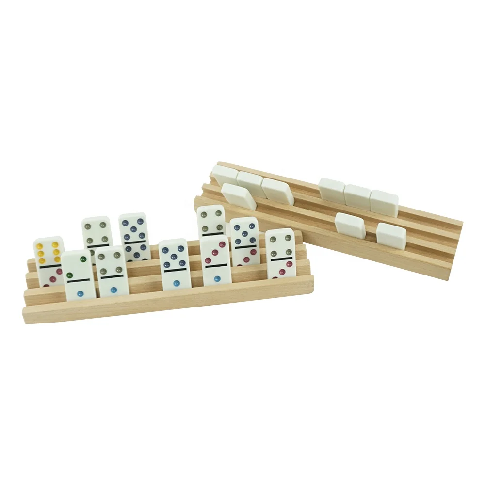 Wholesale Custom Set of 4pcs Domino Rack Set with Beech Material for Domino Chilps Wood Holder