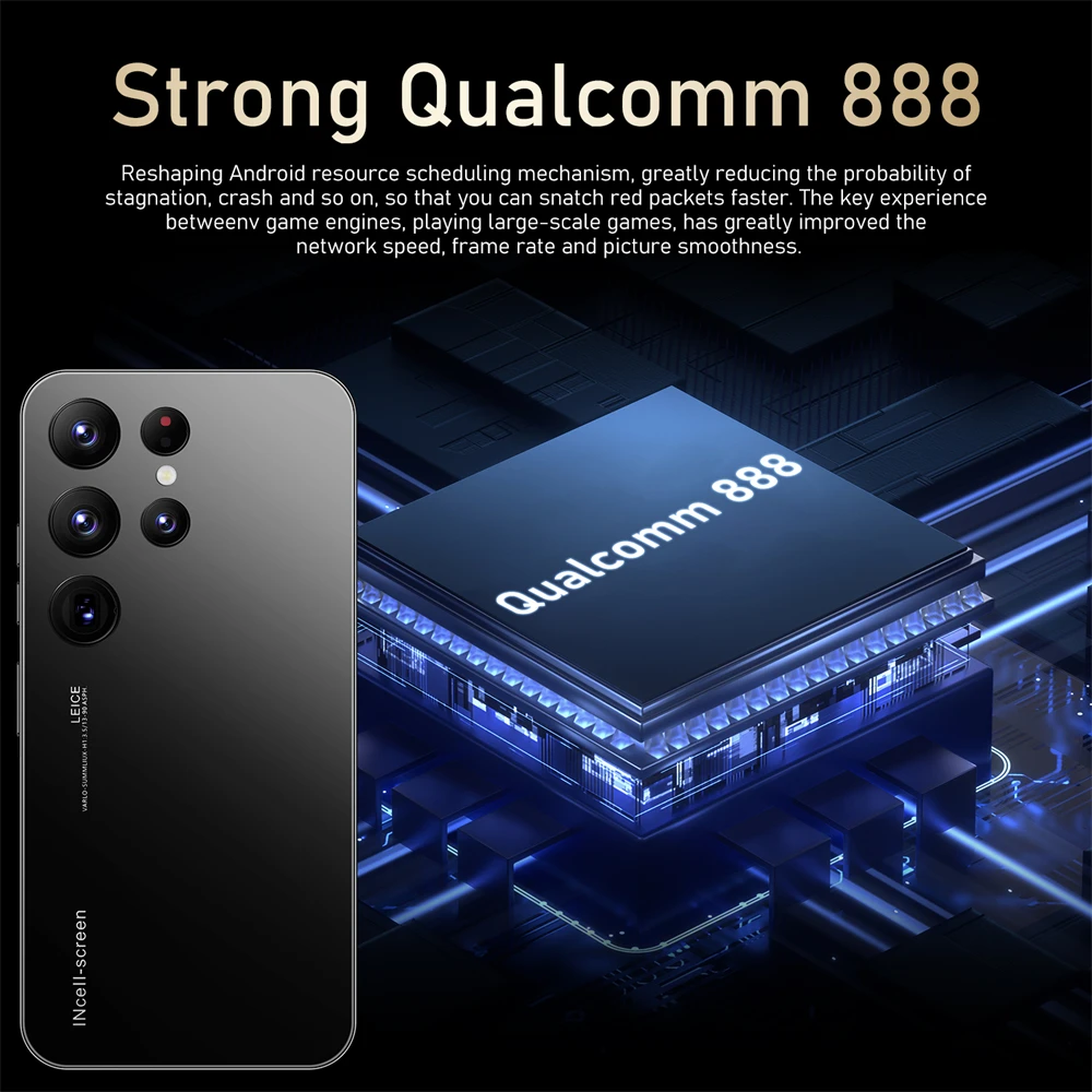 Hot Selling S23+ ULTRA Original 16gb+512gb 48MP+100MP Double Sim Card 7300mAh Android 12.0 Cell Gaming Phone Smart Mobile Phone