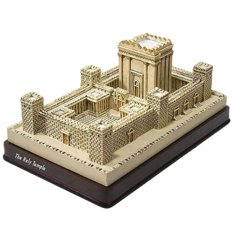 product wholesale custom vintage structure judaica gift polyresin engrave silver color coated jerusalem resin holy second temple model-4