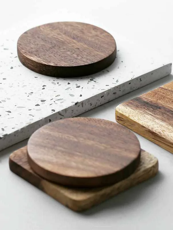 Lot De 4 Dessous De Verre En Bois D'Acacia Naturel Kaizen Casa - Protection Table