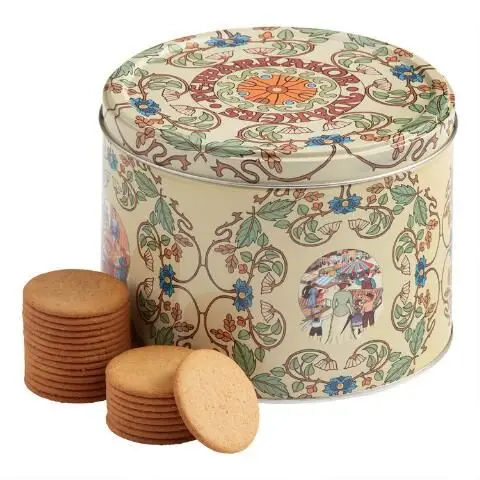 Wholesale large empty round metal food grade cookie tin box cake tin can packaging biscuit tin box manufacture