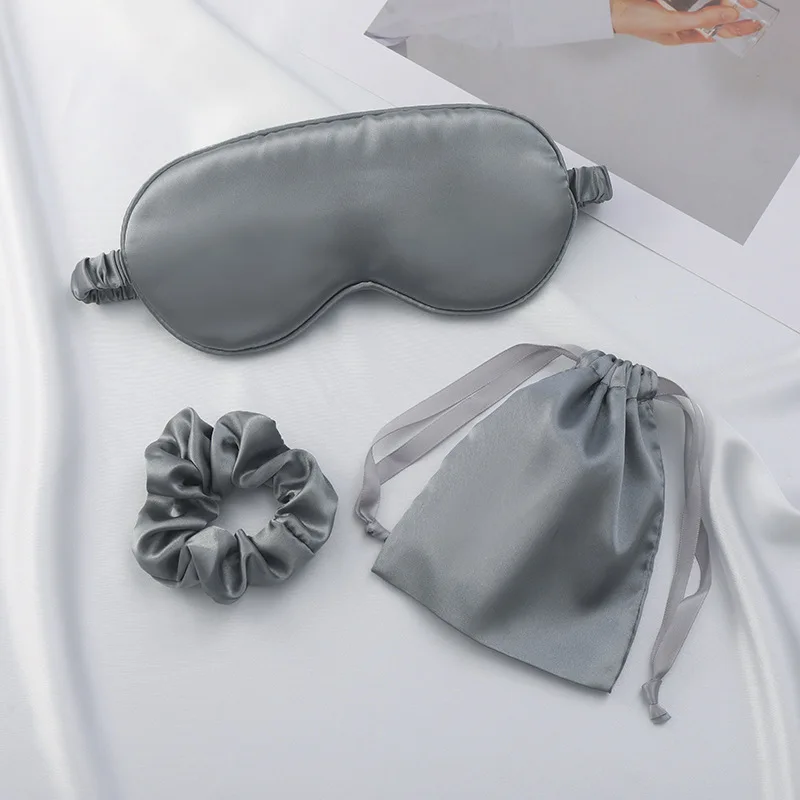 Luxury 3Pcs Scrunchie Eye Mask for Party Steam Korean Under Patch Silk Satin for Sleeping
