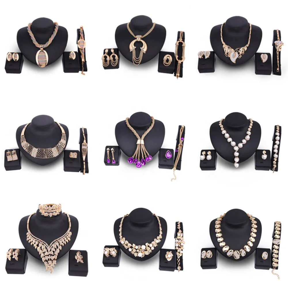 CLARMER 2020 Fashion Women Jewelry Set Saudi 18K Gold Plated Wholesales Cheap Bridal African Jewelry Set