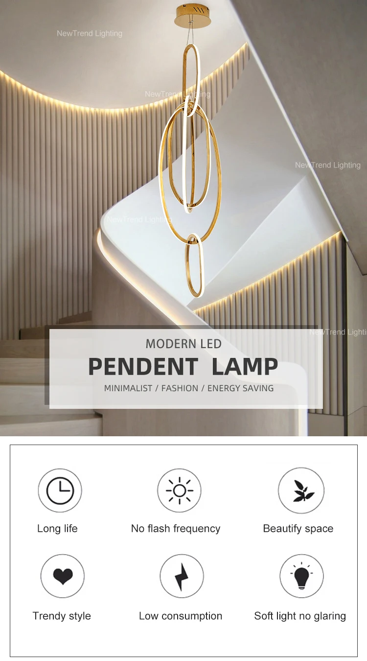 cpl 232 custom circular led hanging lamp home living room dining room staircase metal silicone pendant light-0