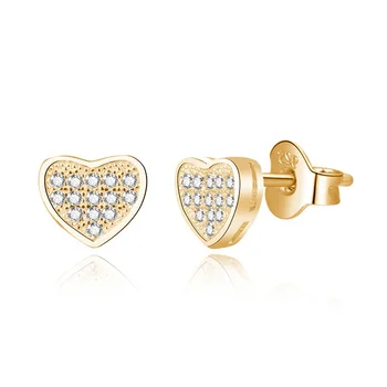 POLIVA Sterling 925 Silver Heart Earrings Stud Cubic Zirconia Gold Plated Women Earrings