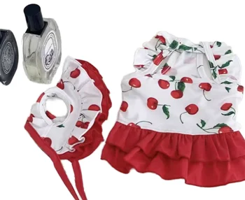 Wholesale Summer Floral Cute Cherry Dog Dress Lovable Pet Apparel for Dogs for Warm Weather