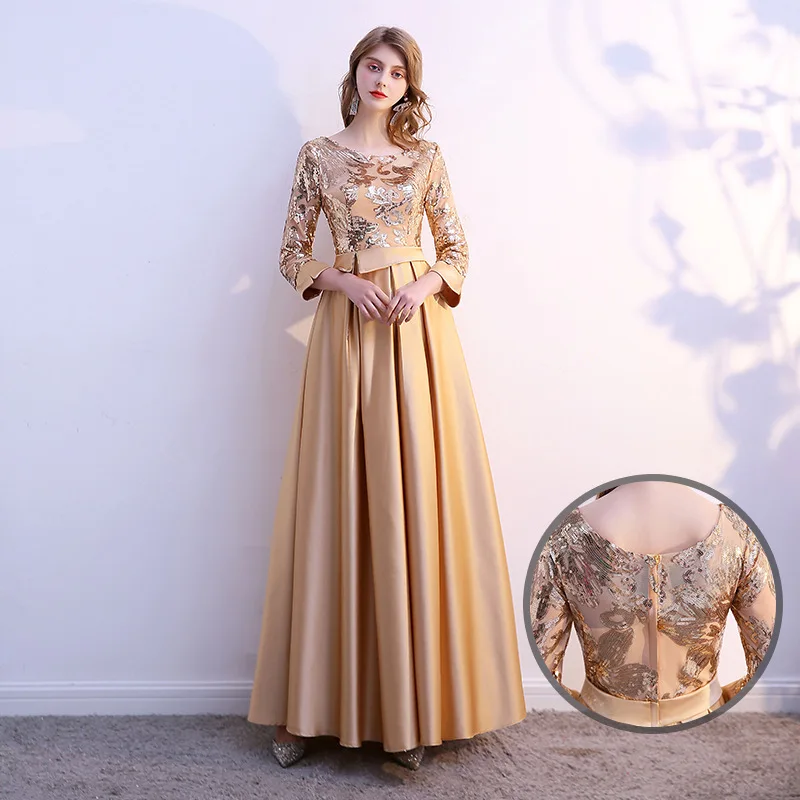 S647F New Elegant Performance Evening Dresses Women Luxury Banquet Annual Meeting Host Royal Style Wedding Dress Lace Decoration S647F New Elegant Performance Evening Dresses Women Luxury Banquet Annual Meeting Host Royal Style Wedding Dress Lace Decoration