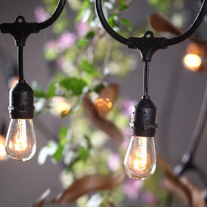 Factory Price 48ft String Lights Outdoor S14 Edison Bulb Christmas Water Proof Commercial  Led Decoration Light String