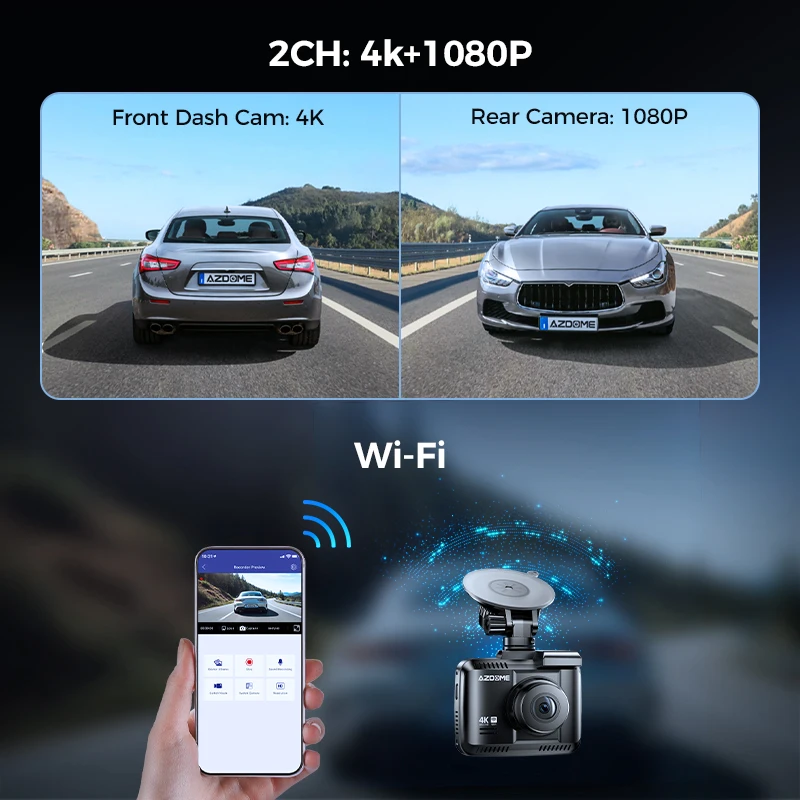 AZDOME GS63H Pro Built in WiFi GPS  Dash Cam 2.4 Inch Screen 4k Dashcam in Car DVR Camera Video Recorder