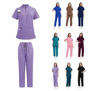 Wholesale Custom Logo Women Medical Scrubs Set Hospital Doctor Nurse Uniform Fashionable Scrubs Uniforms Sets