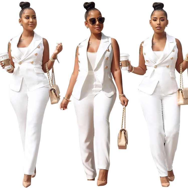 Boutique Ladies Office Suits Sleeveless 