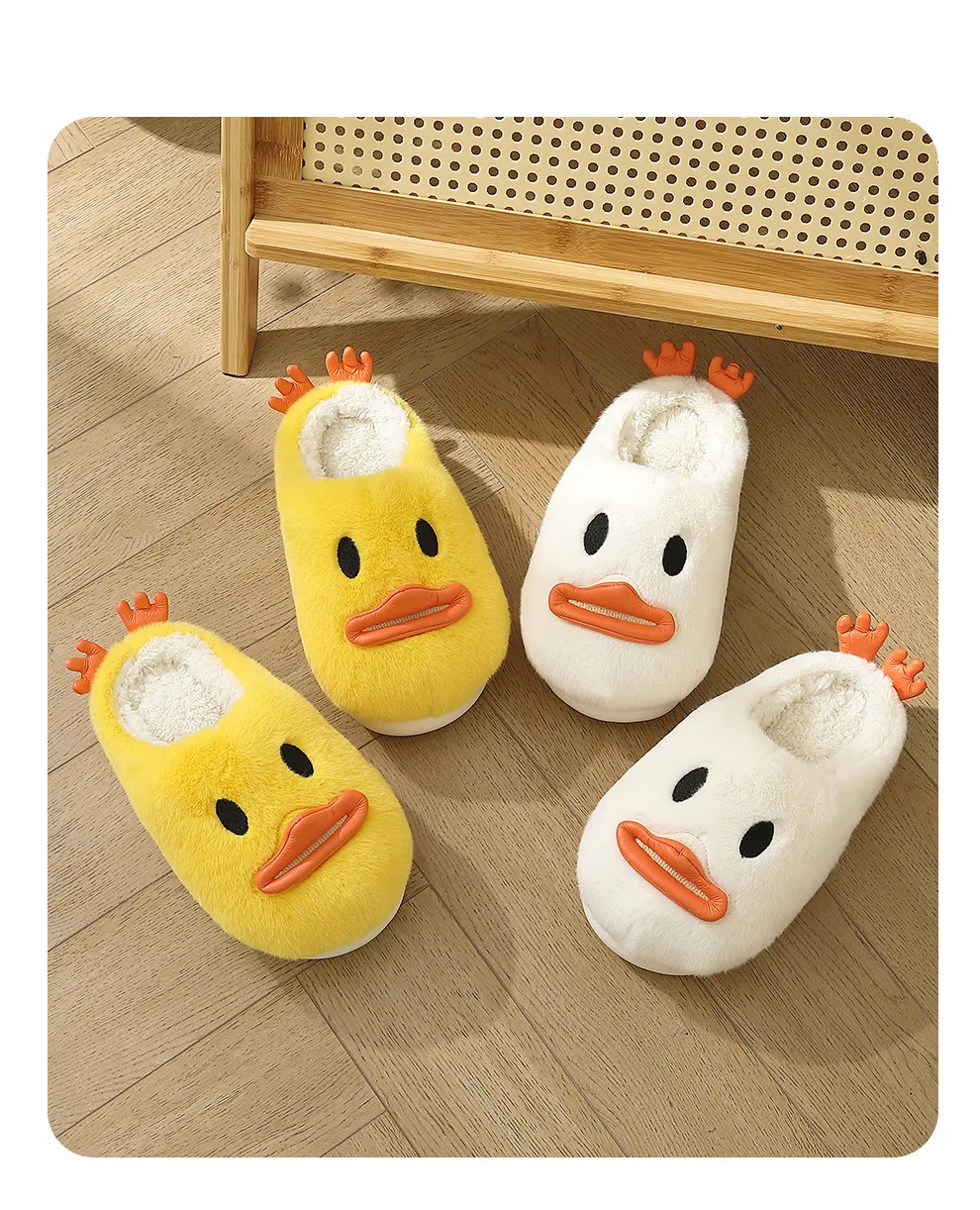 Cute Duck Slippers Women Shoes Winter Slippers Indoor House Shoes Warm  Plush Slipper Couples Home Platform Footwear