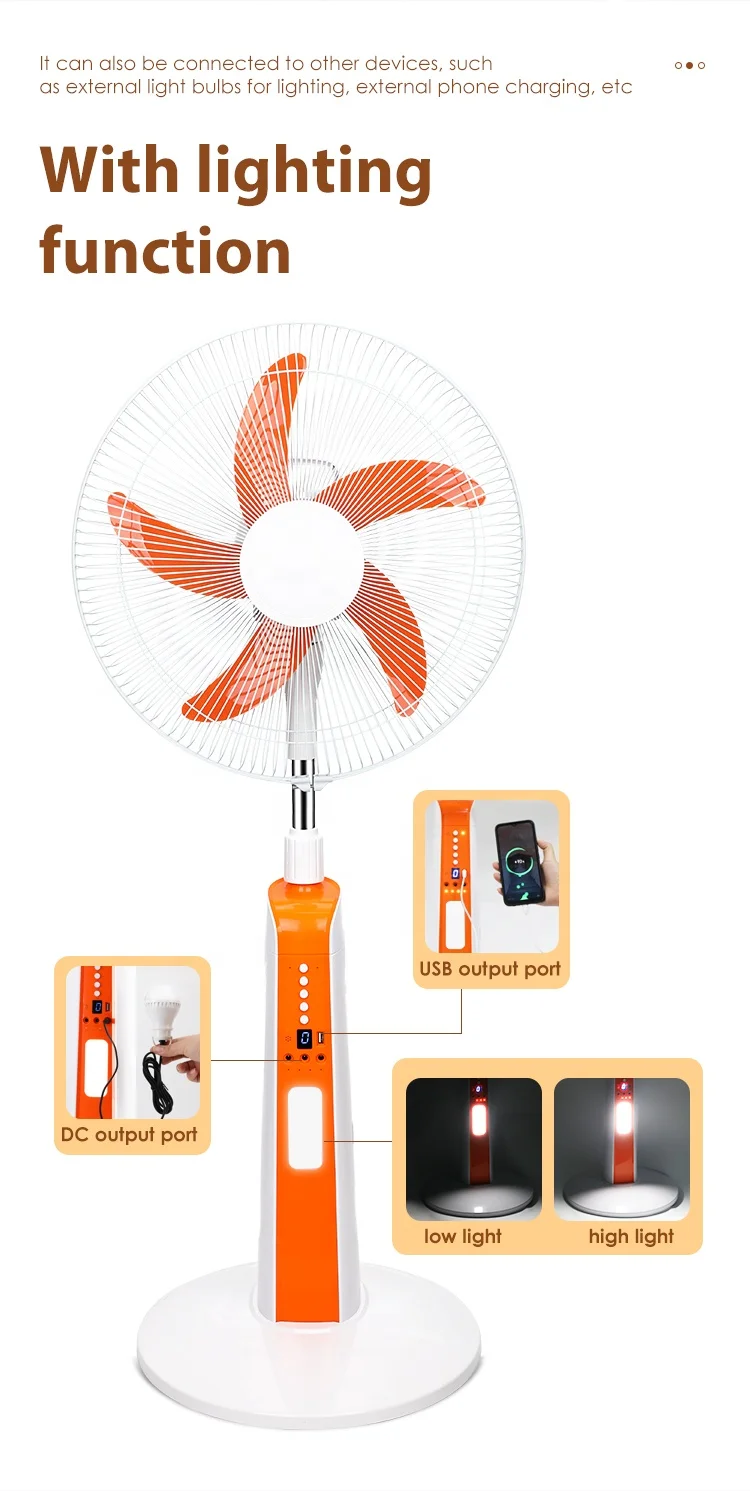 Remote Control Standing Fan, 16inch, Solar - detail 20