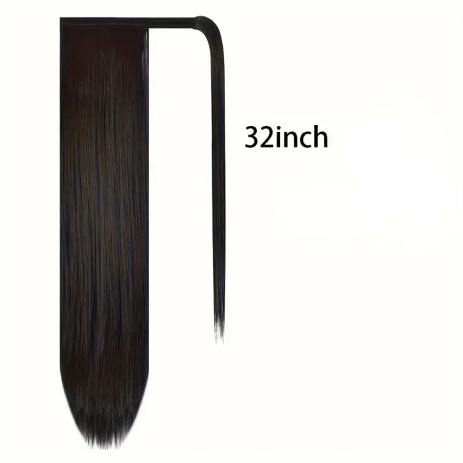 Ponytail Extension Wrap Around Ponytail Hair Extension Natural Brazilian Hair For Women Black Color Remy_voghion.com