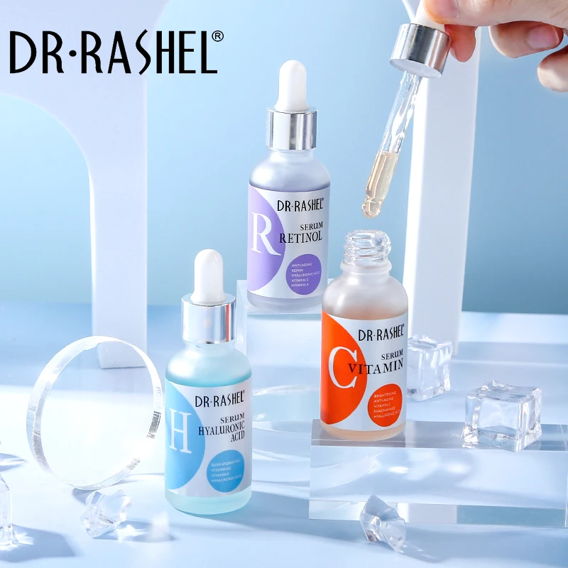 Dr Rashel Skin Care Brightening Anti Aging Whitening Moisturizing Hyaluronic Acid Retinol Vitamin C Face Serum Set 3pcs