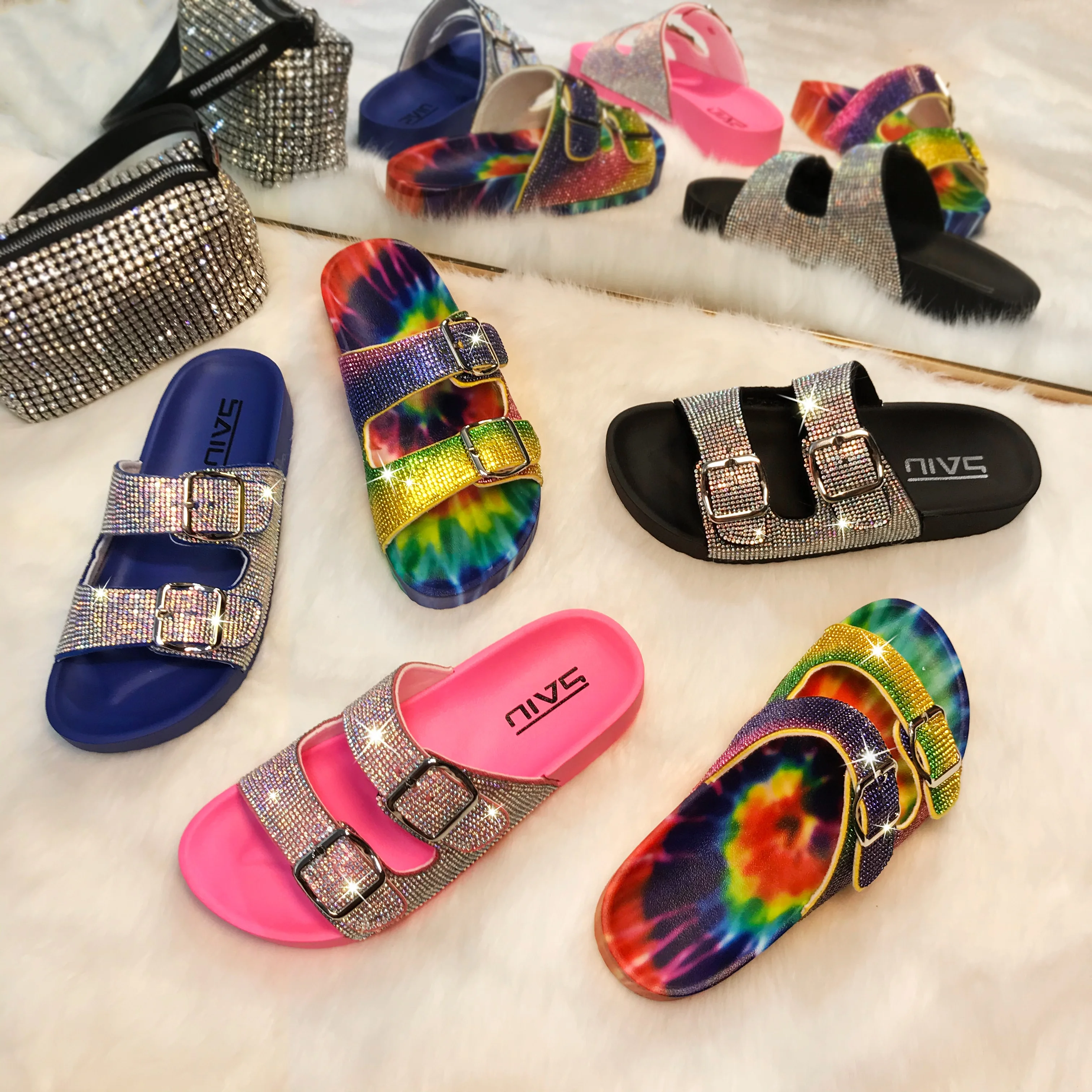 multicolor slippers womens