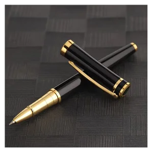 Black Gold Stainless Steel Metal Pen Brand Luxury Business Executive Premium Promotion Gift Roller Ball Pen with Custom Logo