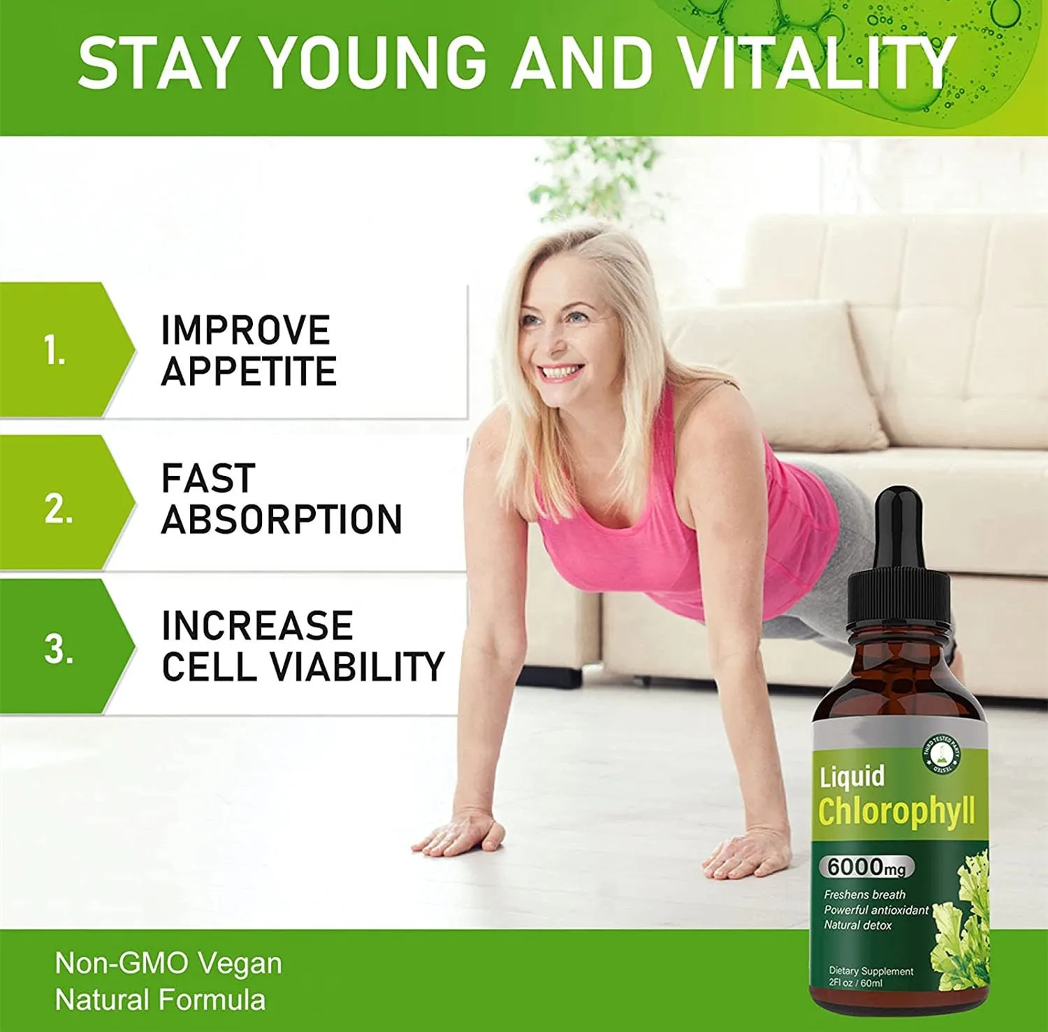 Wholesale Chlorophyll Liquid Drops Energy Booster Digestion And Immune