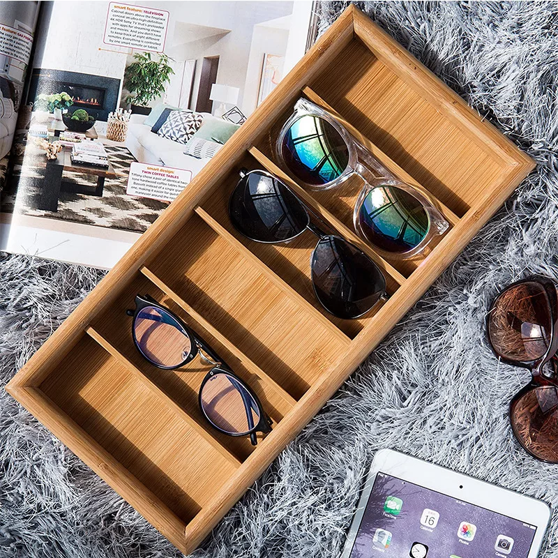 Creative Bamboo Glasses Tray Eco-friendly Eyeglasses Storage Rack Fashion Shop Sunglasses Display Tray
