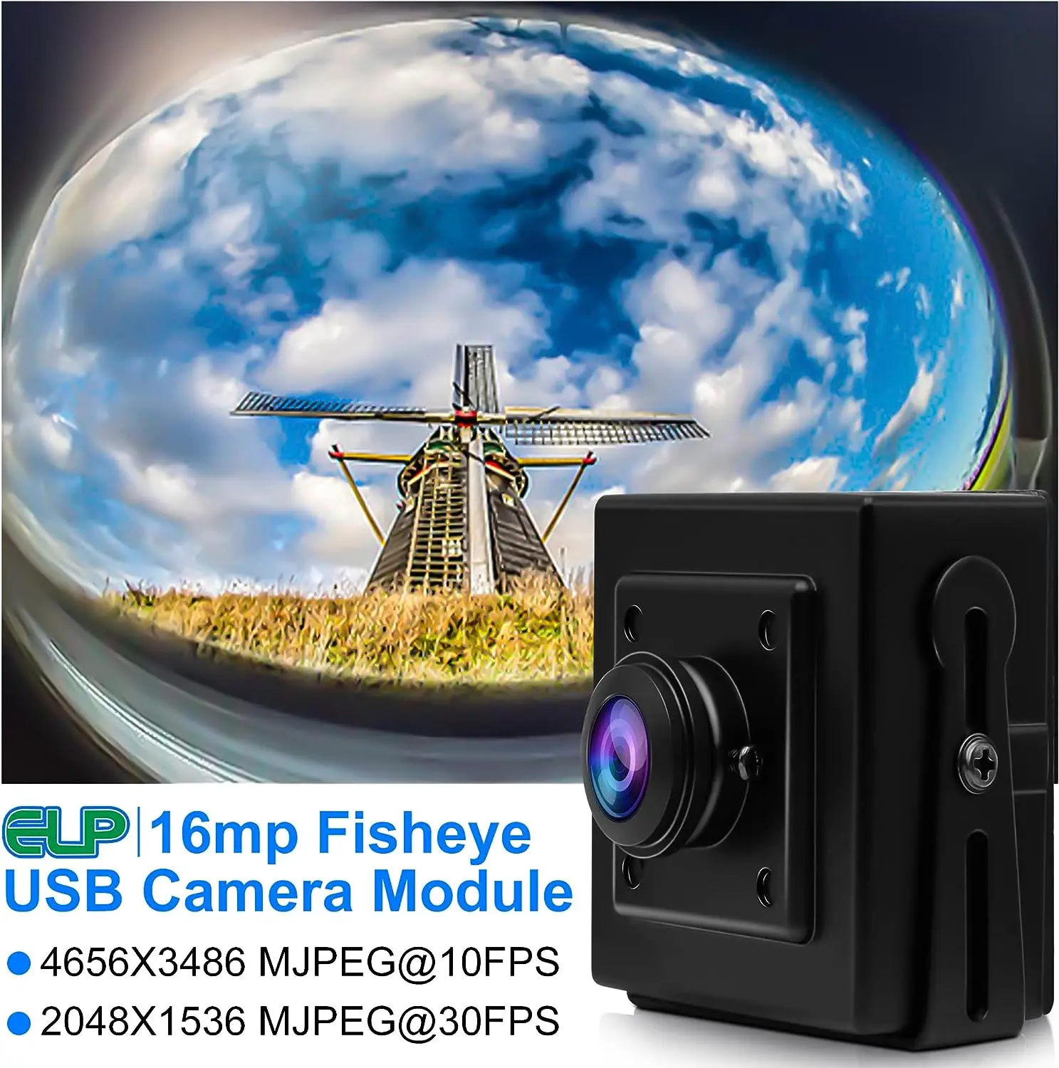 ELP16MP広角USBウェブカメラ (ボックス付き) 180度魚眼IMX298ミニUVC