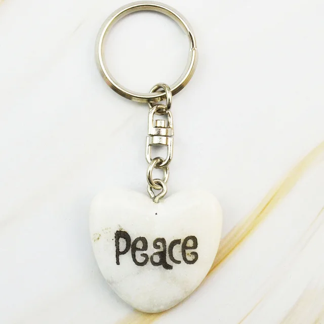 30mm Stones Heart Keychain With Engraving Customizable Pocket Stone Heart for Keychain Cheap Price gifts