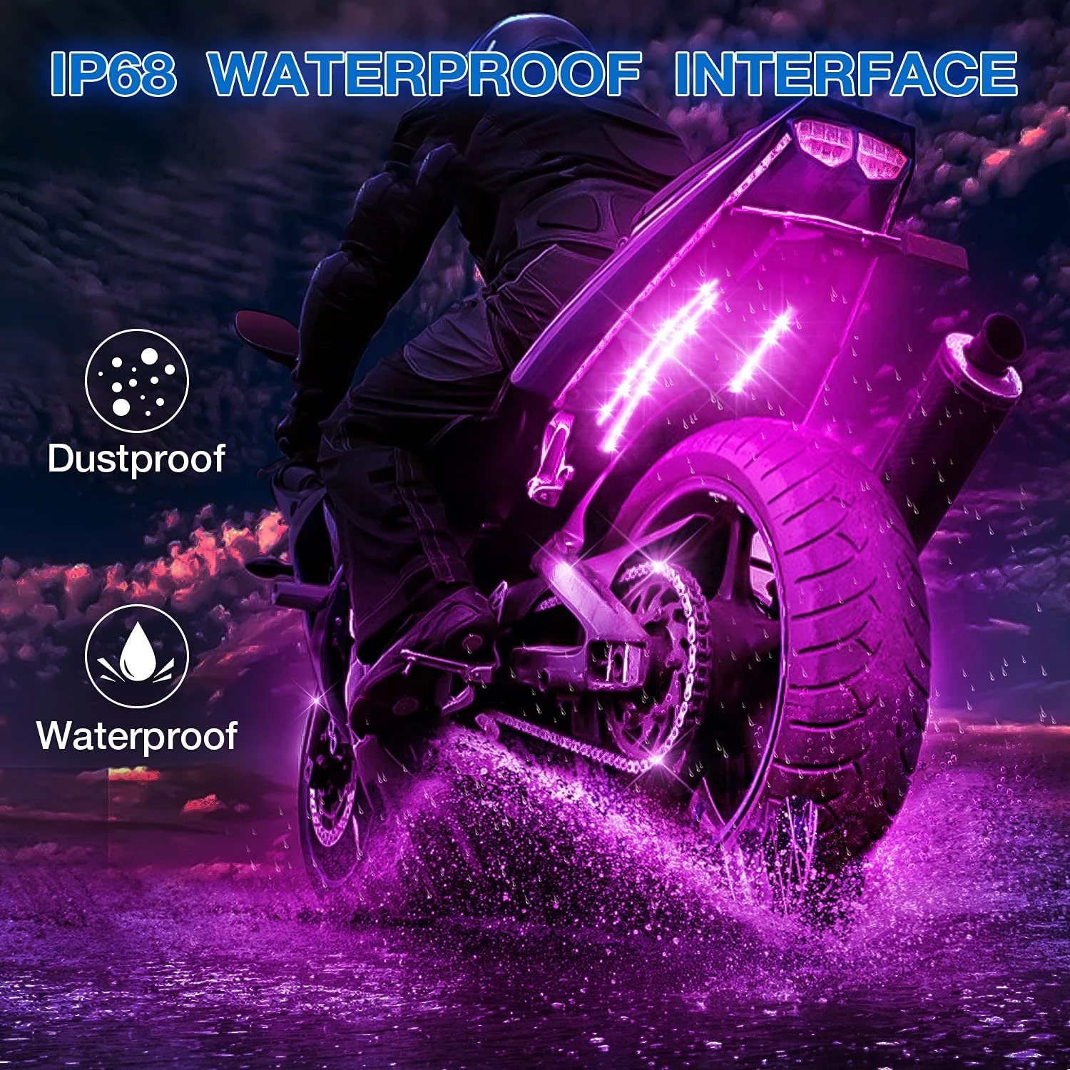 Универсальный мотоциклетный Декор PUERXIN, подсветка, неоновые огни RGB, разноцветные мотоциклетные декоративные атмосферные полосы, комплект осветительных ламп