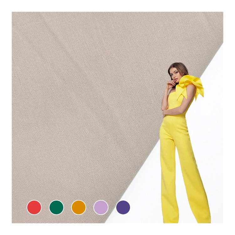 China Supplier Solid Cupro Knitted Fabric Poly Modal Spandex Material Copper Scuba Fabric for Textile Dress