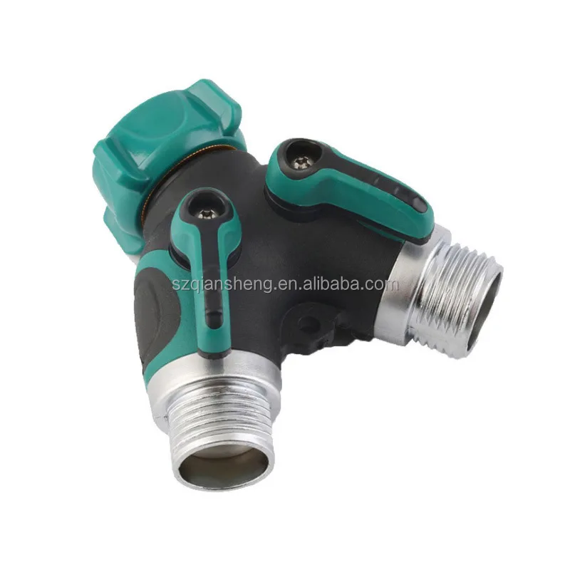 Splitter per rubinetto esterno da giardino in ottone a 2 vie, adattatore per rubinetto da 3/4, splitter per rubinetto esterno, doppio connettore per rubinetto, splitter per rubinetto, splitter per