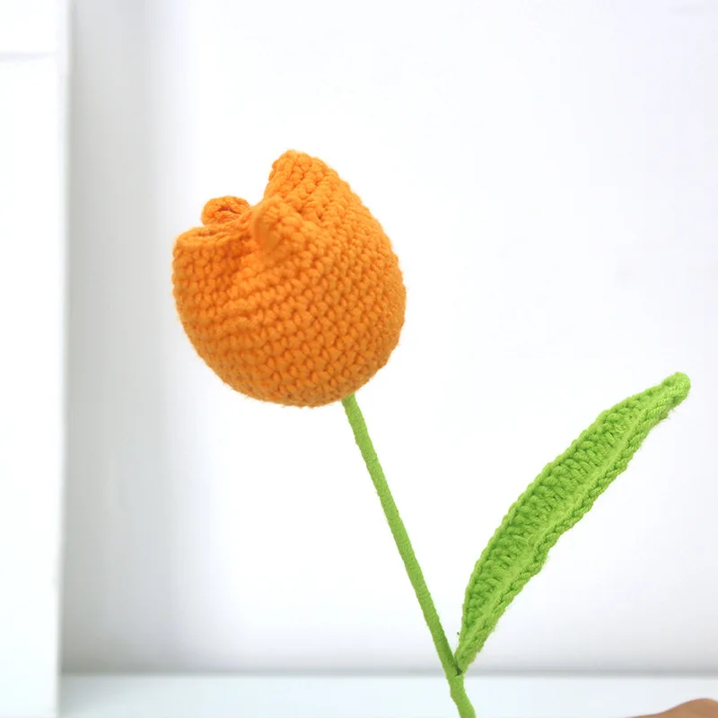 Emivery Bouquet Di Tulipani All'Uncinetto 7 Pezzi | Fiori Artificiali Fatti A Mano In Rosa Per Regalo San Valentino Festa Mamma