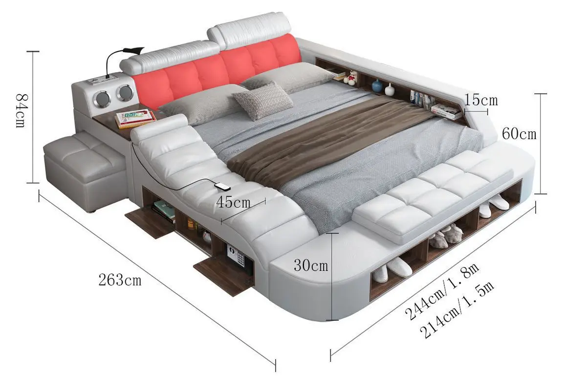 Modern Furniture Bedroom Set Frame Velvet Storage Luxury Italian Headboard Double European King