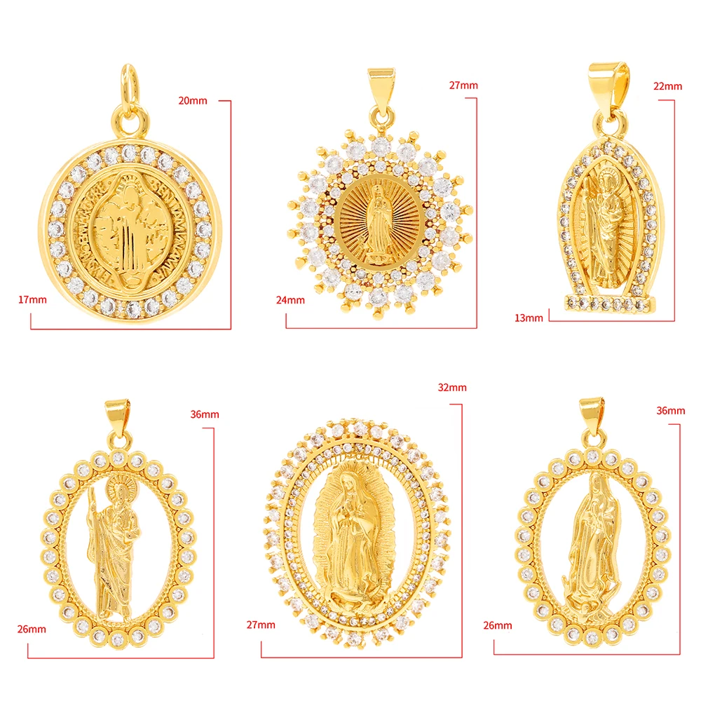 Dainty 24k Gold Plated Virgin Mary Pendant - Micro Pave Cubic Zircon