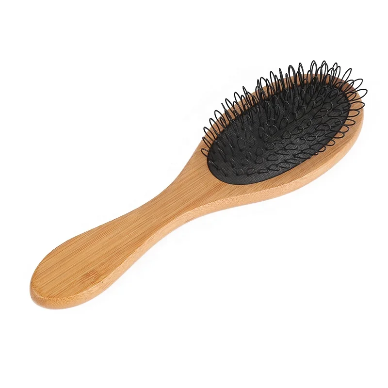 Hot selling custom logo natural bamboo paddle hair extension tool wig loop hair brush