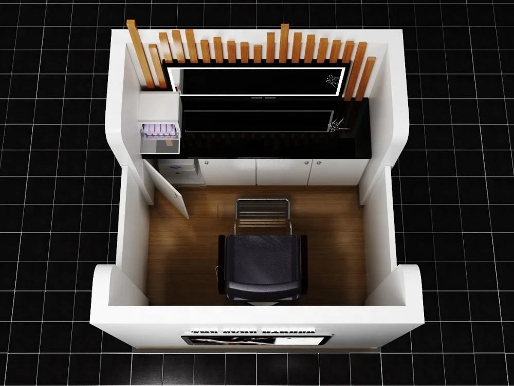 Mini Barber Kiosk Design Small Size Hair Cut Service Stand