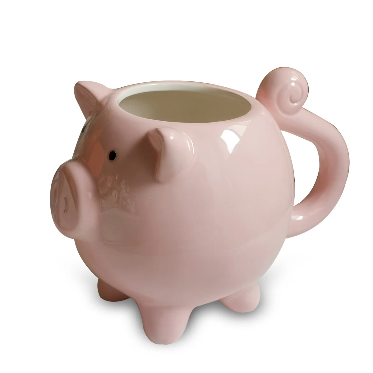 3D Mug Piggy Shape Dolomite Pig Mug Pink Color Ceramic Handpainting Pig Shaped Coffee Mug