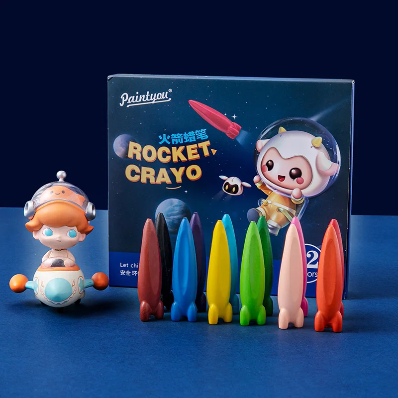 12 Colors Non Toxic Custom Washable Kids Rocket Peanut Crayon Set for Children
