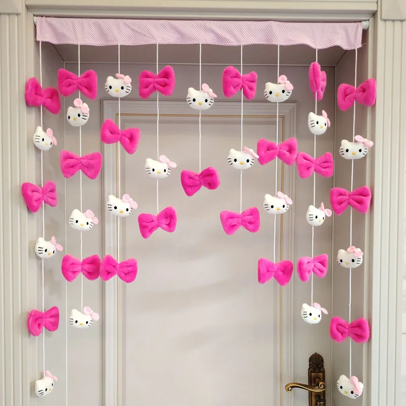 Kt cat Non-Perforated Hanging Curtain High Color Value Bow Curtain Wall Decoration Partition Home Decor