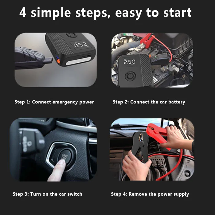 2022 New Portable Jump Starter with air Pump air Pump for Car Bike Ball  Tire Inflator